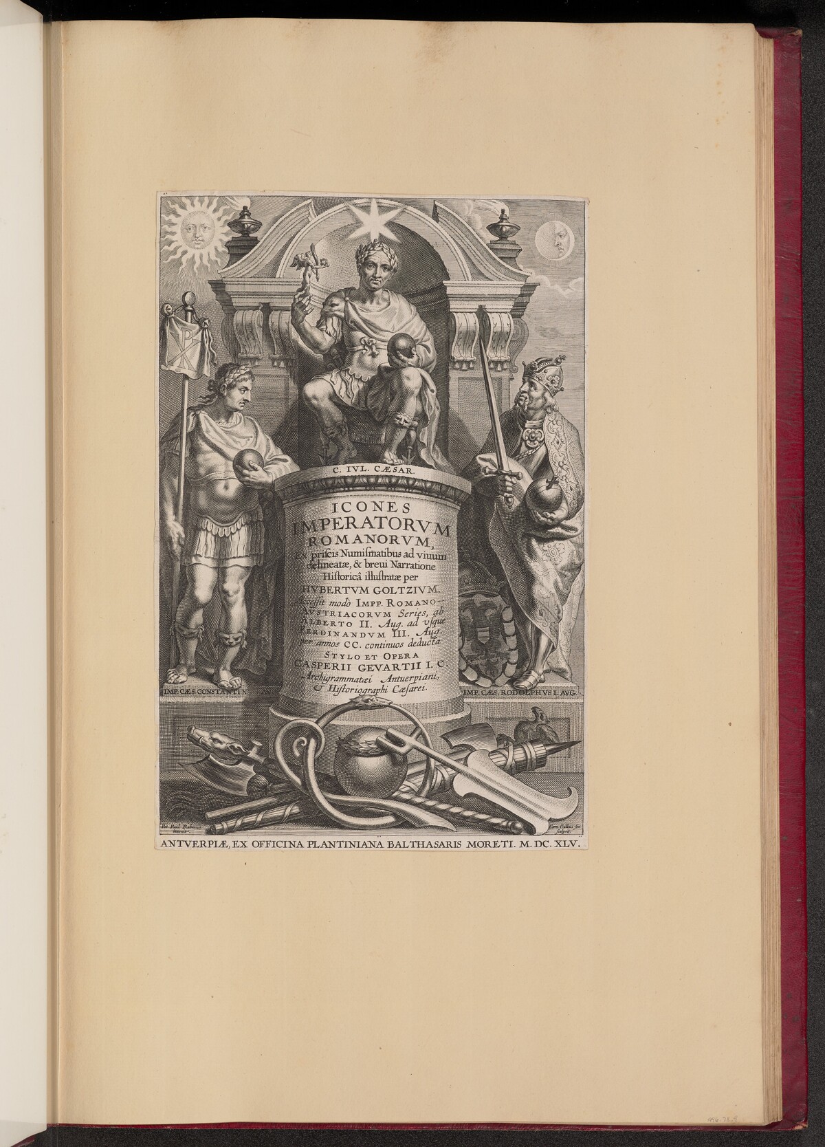 Title Page for Hubert Goltzius's Icones Imperatorvm Romanorvm (Opera Omnia, V) by Cornelis Galle I after Erasmus Quellinus II after Sir Peter Paul Rubens