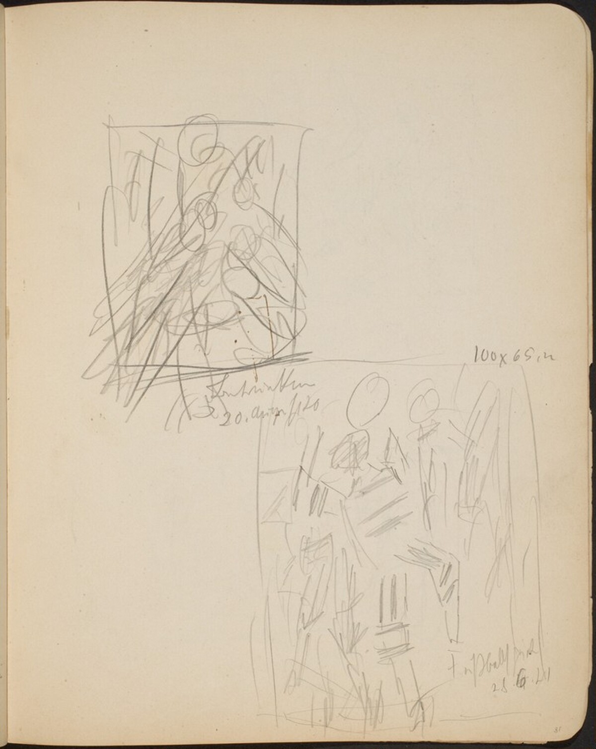 Zwei bezeichnete Skizzen (Two Sketches with Inscriptions) [p. 31] by Max Beckmann