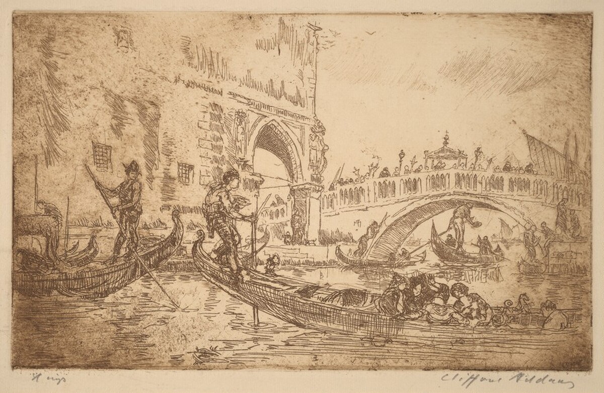 Procession Over Bridge by Ducal Palace, Venice by Clifford Addams