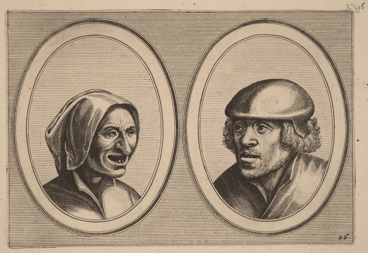 "Vrouw Verneem-al" and "Hans de Pluym-strijcker" by Johannes and Lucas van Doetechum after Pieter Bruegel the Elder