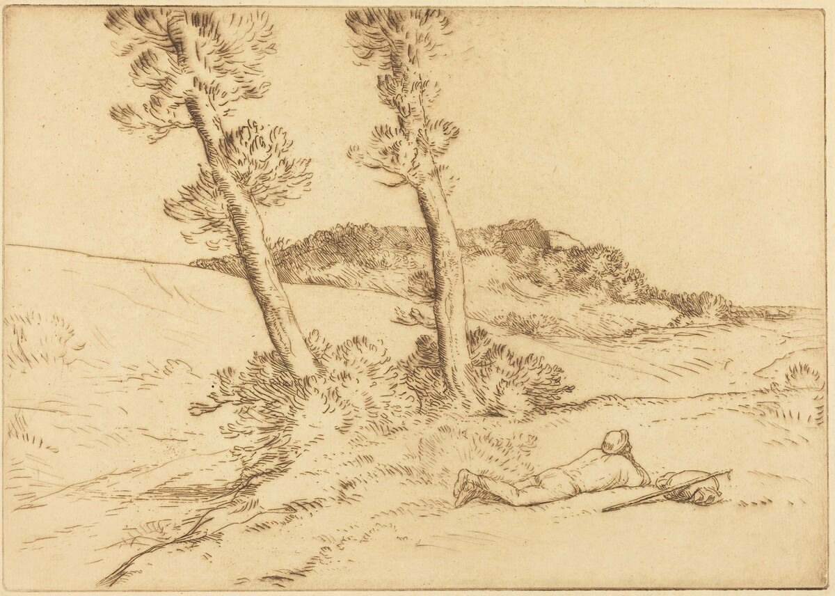 Traveler Reclining on the Grass (Le voyageur etendu sur le gazon) by Alphonse Legros