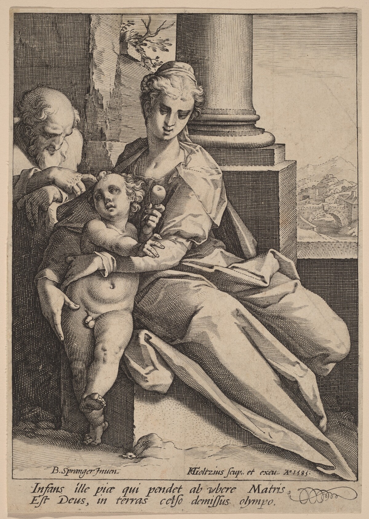 The Holy Family by Hendrik Goltzius after Bartholomaeus Spranger