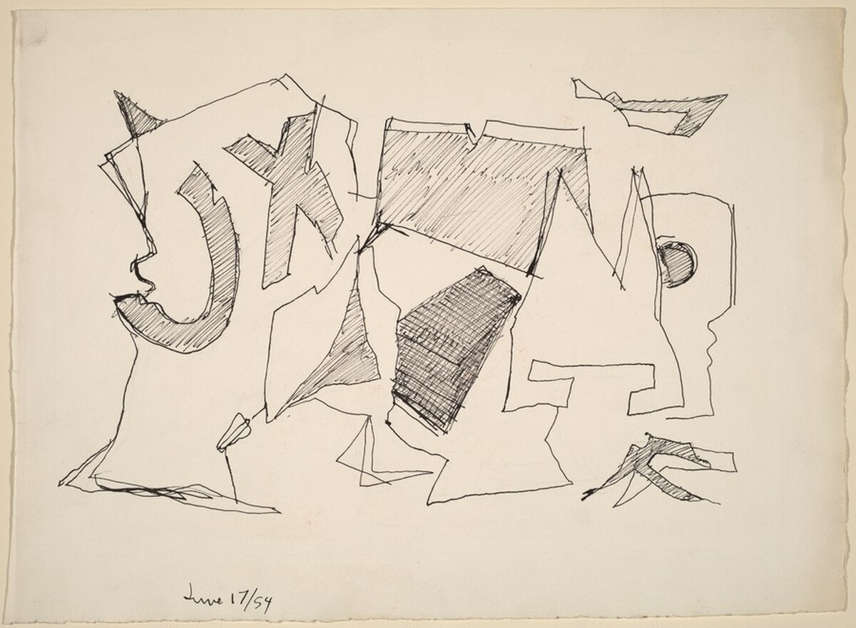 Drawing for "June 18, 1954" by Ralston Crawford