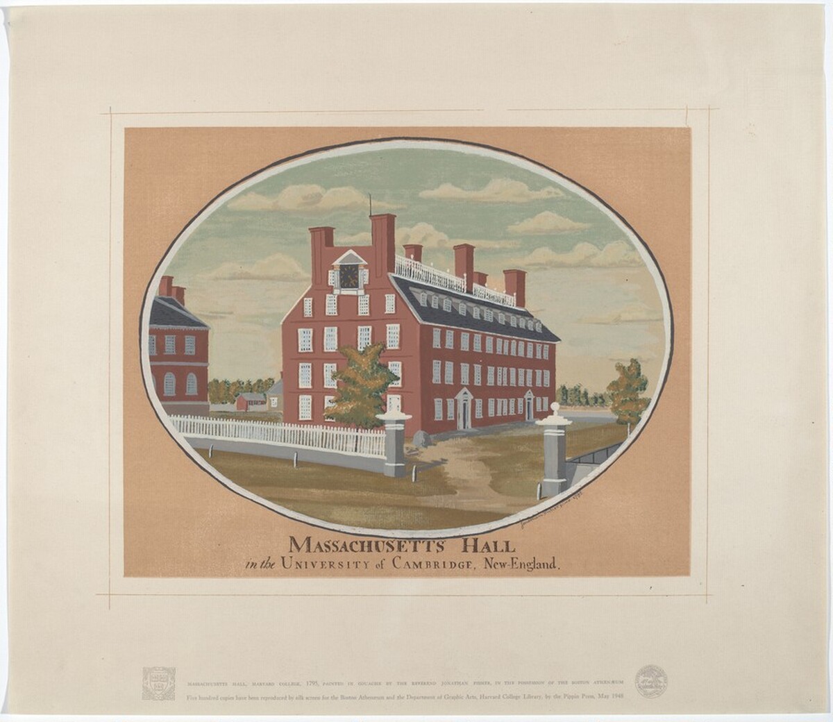 Massachusetts Hall, Harvard College by after Jonathan Fisher