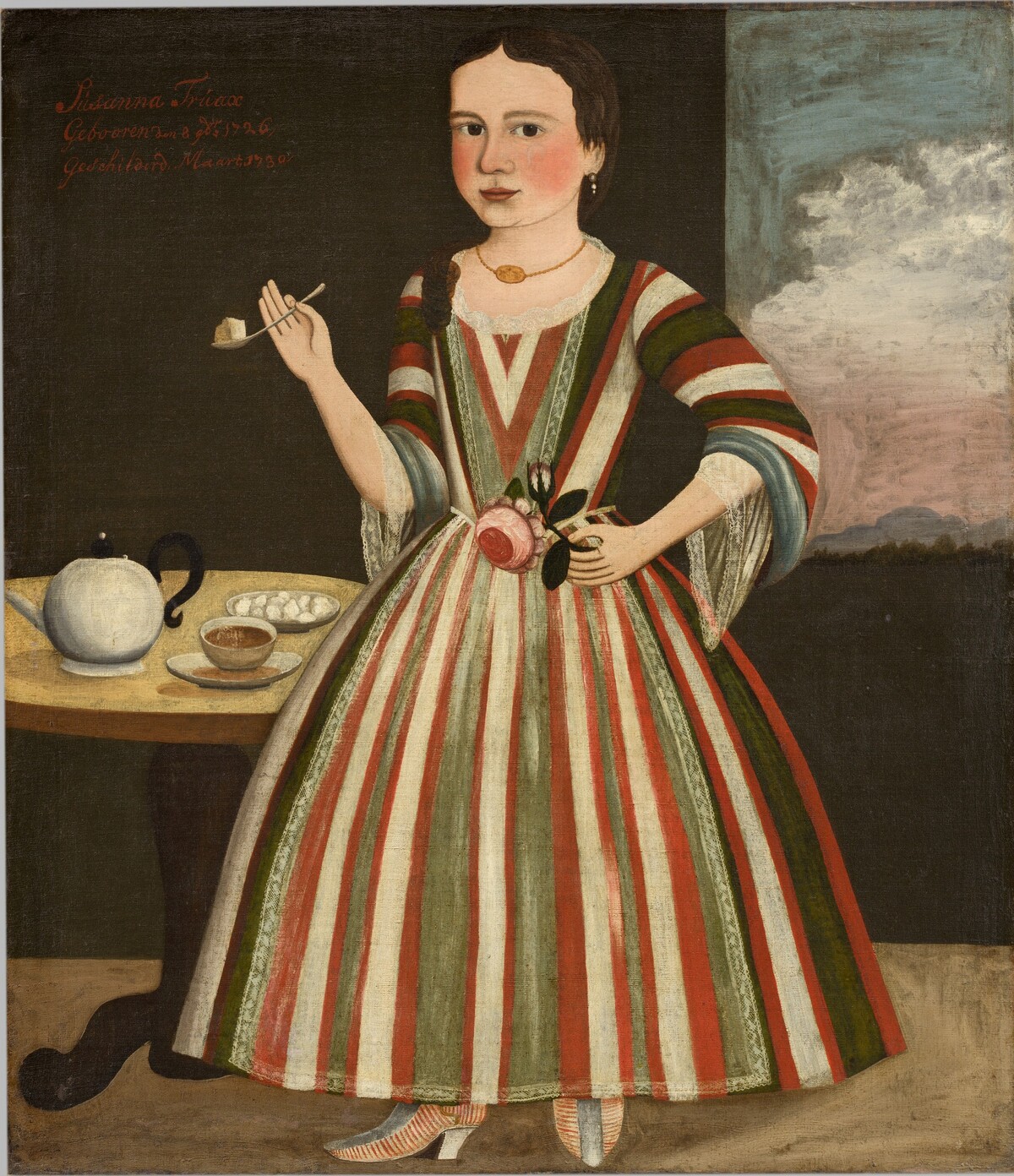 Susanna Truax by The Gansevoort Limner (Possibly Pieter Vanderlyn)