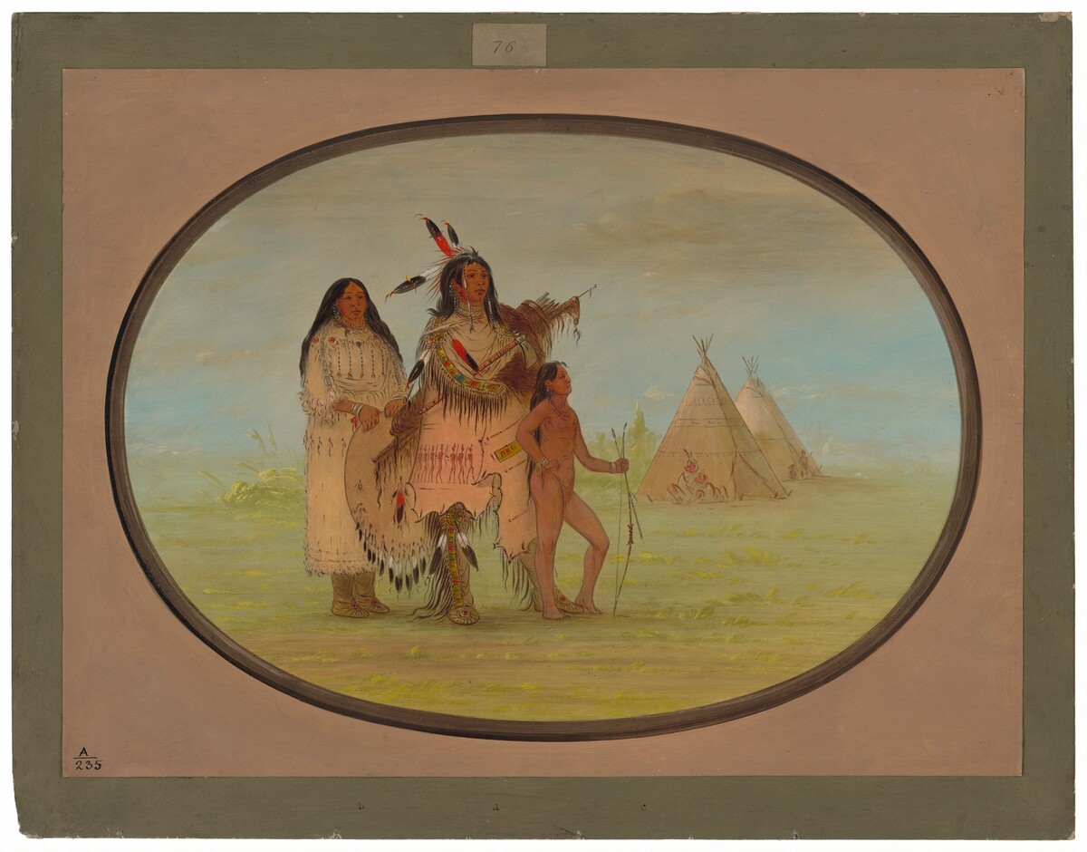 A K'nisteneux Warrior and Family by George Catlin
