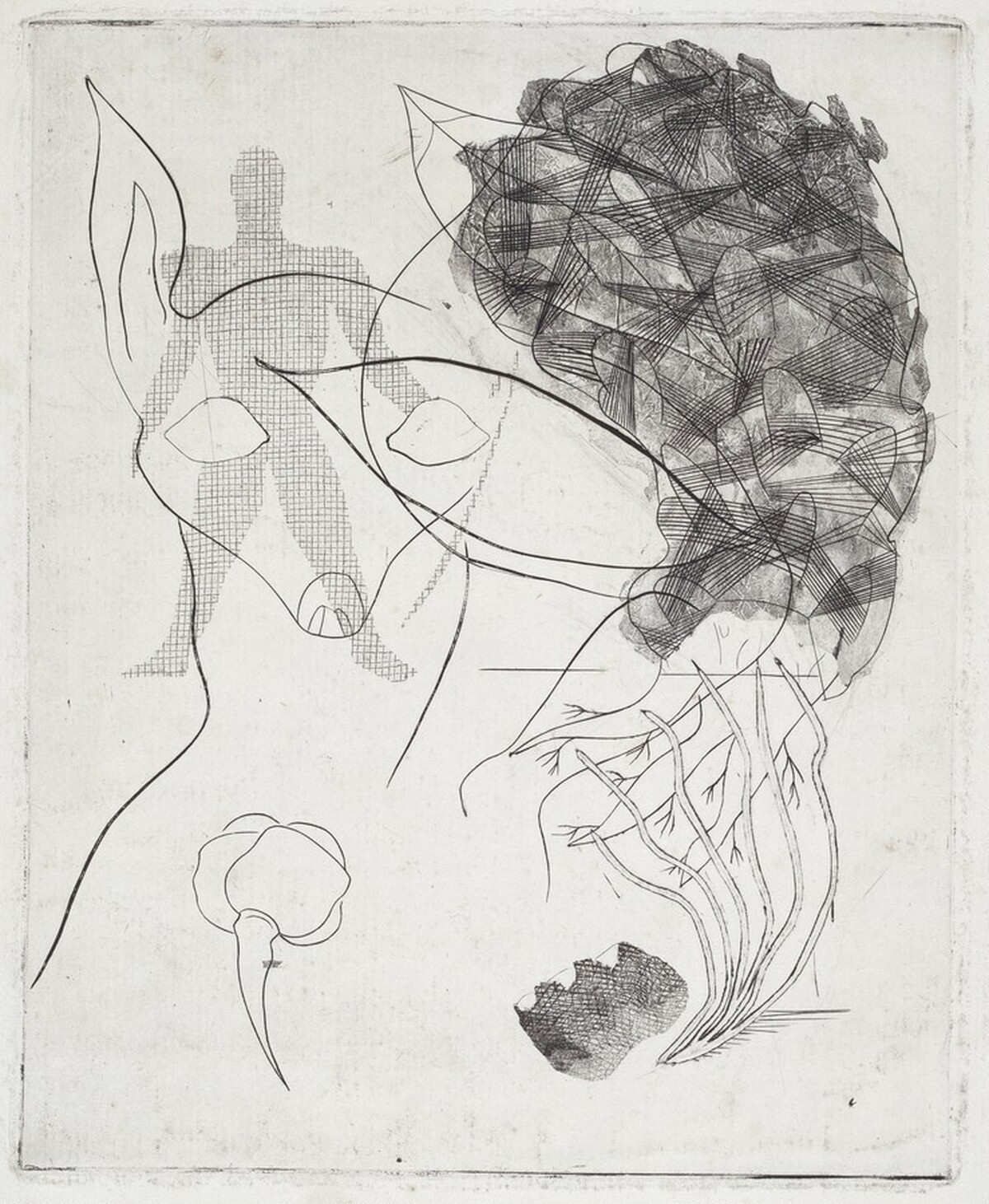 Untitled (Man, dog's head and rose) by John Ferren