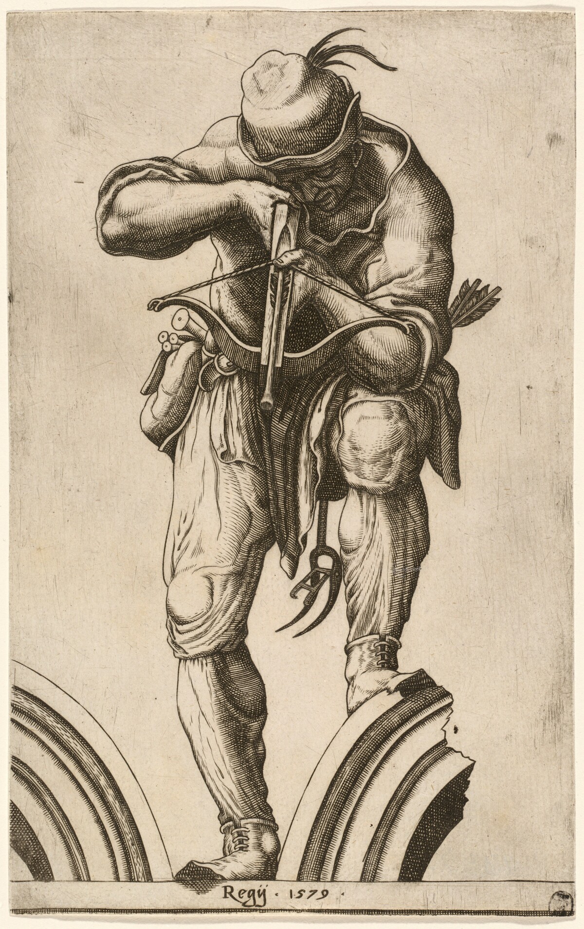An Archer Shooting a Crossbow by Attributed to Cherubino Alberti (formerly Cornelis Cort) after Lelio Orsi