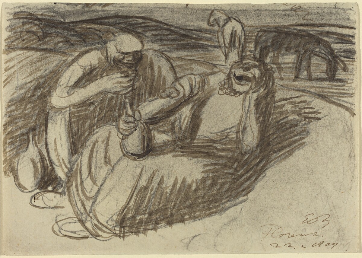 Italian Peasants with Wine Flasks by Ernst Barlach