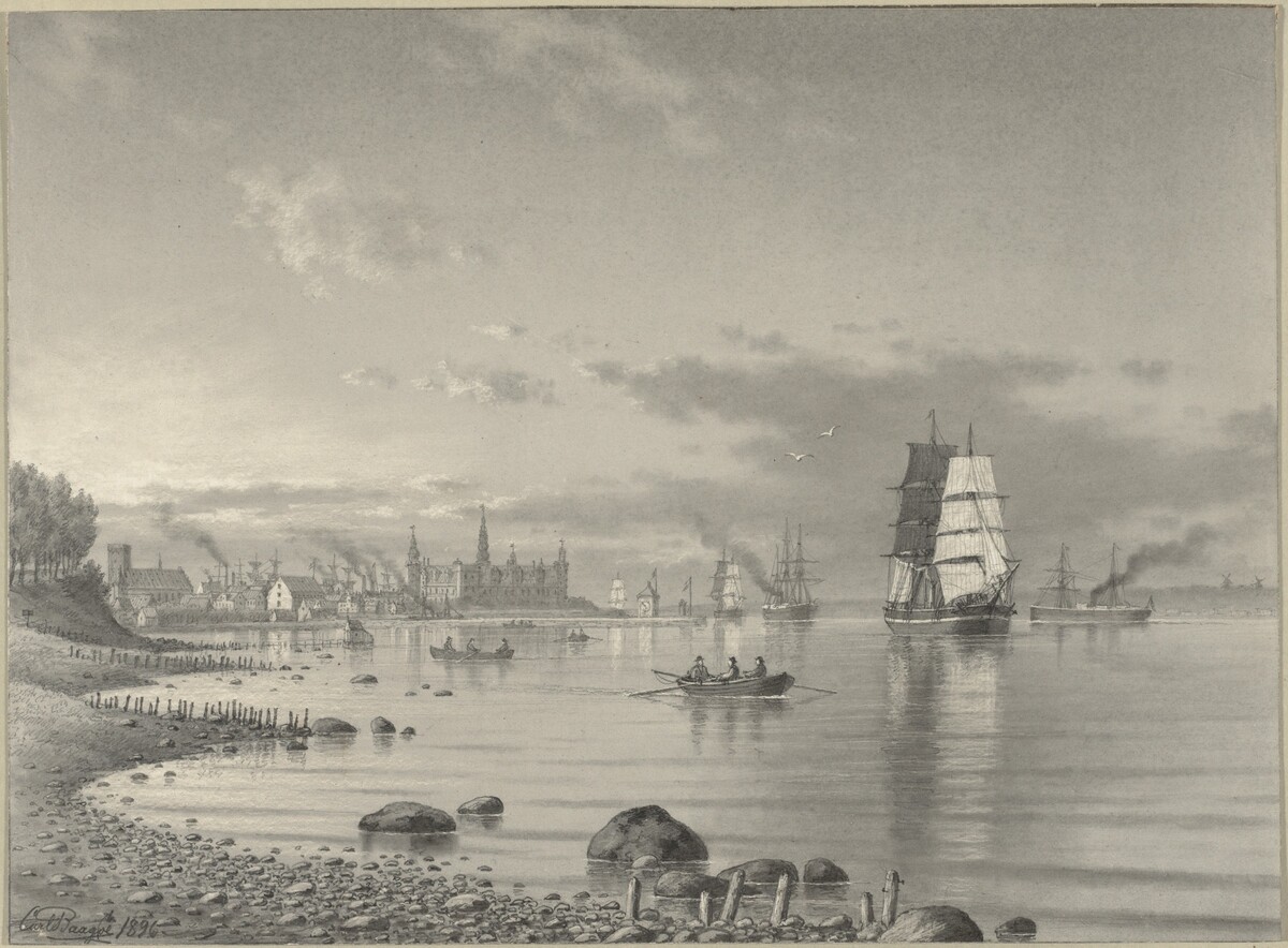 Shipping on the Oresund with Helsingor and Kronborg Castle in the Distance by Carl Emil Baagöe