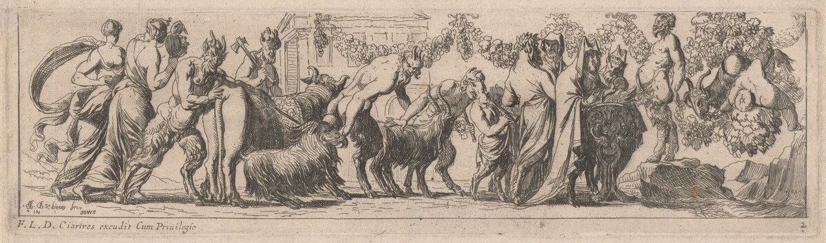 Satyrs Bringing Animals to an Altar by Pierre Brebiette