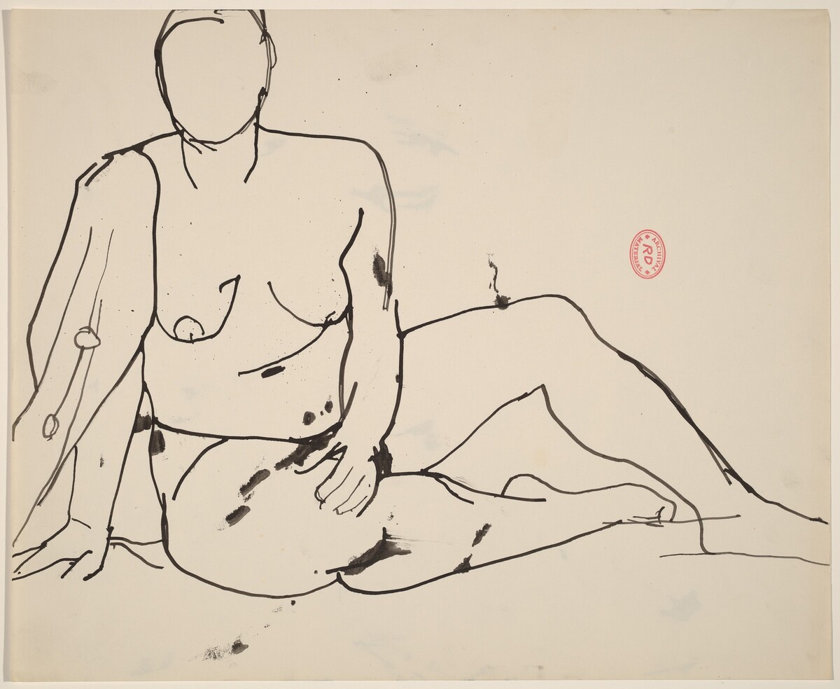 untitled [seated nude with her right shoulder draped] by Richard Diebenkorn