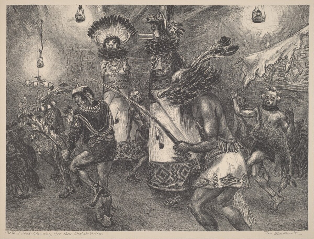 The Mud Heads Clowning for their Shalako Visitors by Ira Moskowitz