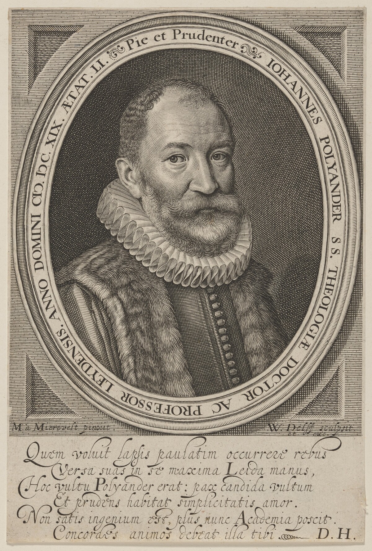 Johannes Polyander, Doctor of Divinity and Teacher by Willem Jacobsz Delff after Michiel van Miereveld