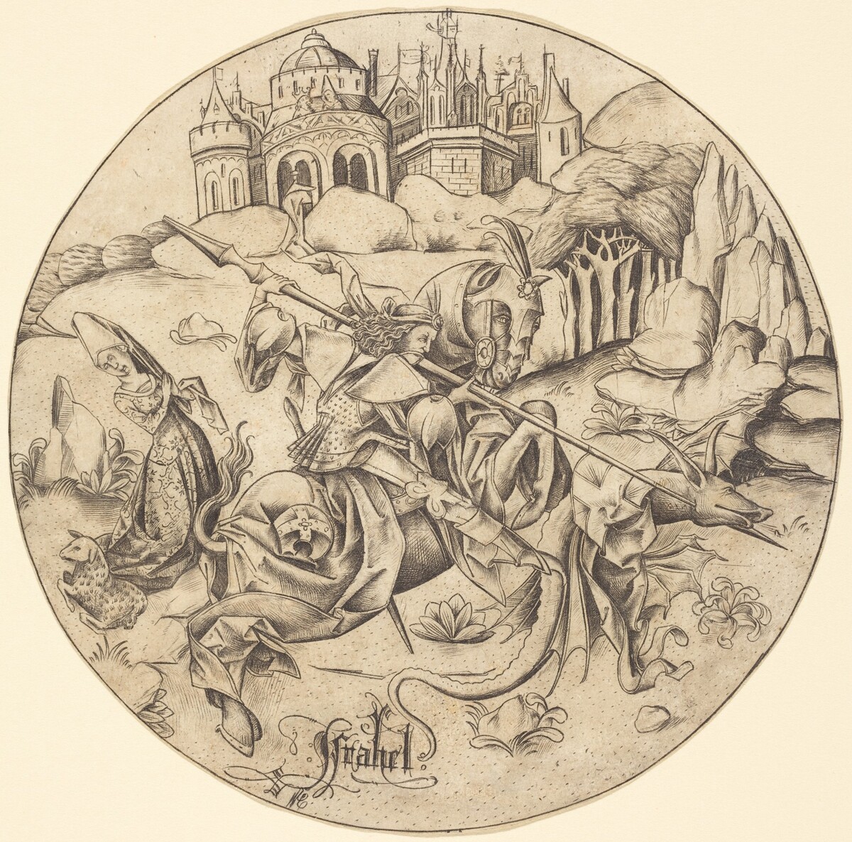 Saint George and the Dragon by Israhel van Meckenem