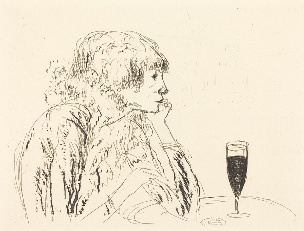 Berthe in a Cafe, Boulevard Sebastopol (Berthe dans un cafe, Boulevard Sebastopol) by André Dunoyer de Segonzac