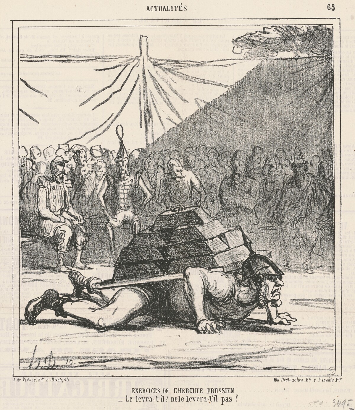 Exercises de l'hercule prussien by Honoré Daumier