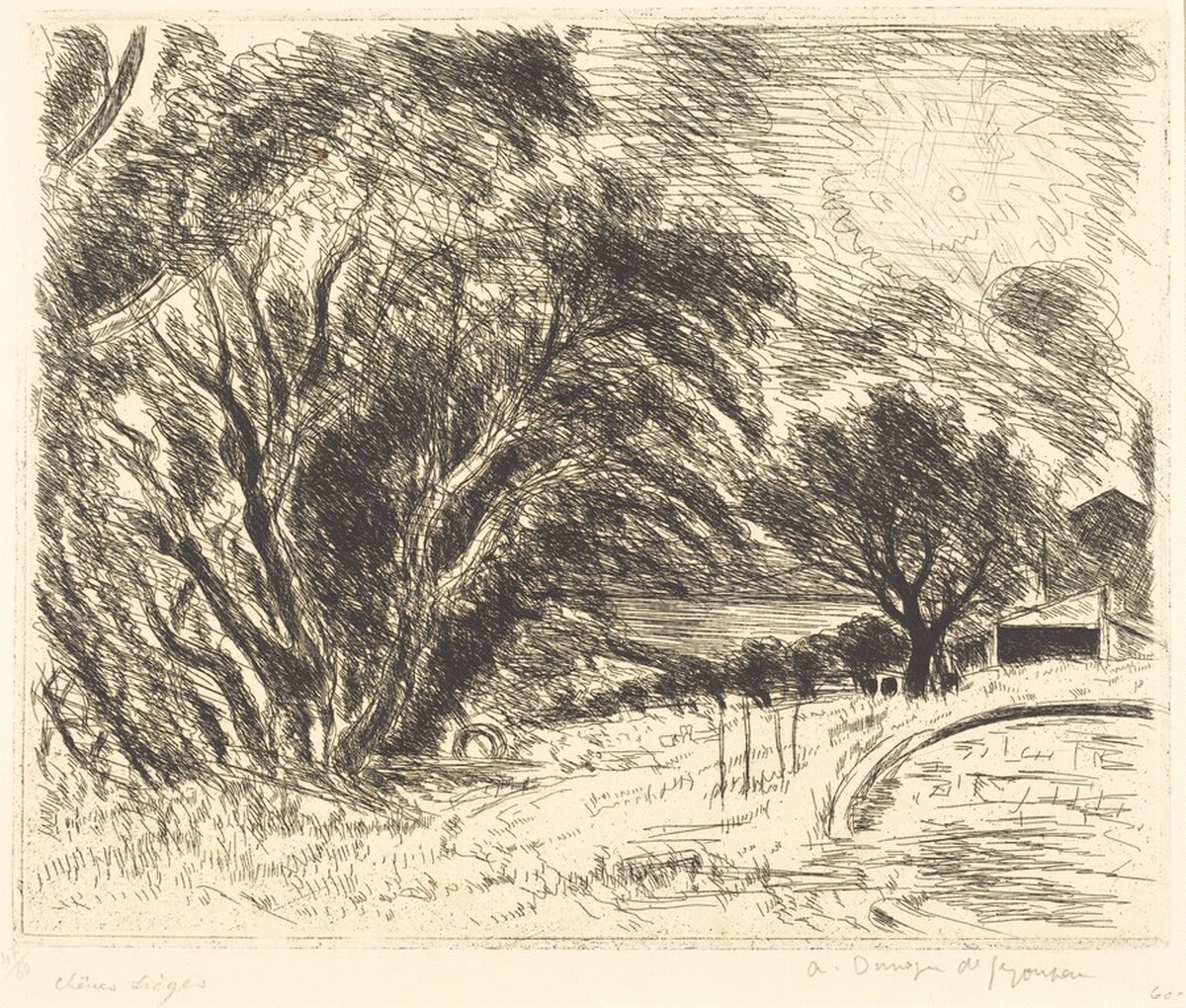La Ferme a l'aire en fin d'apres-midi by André Dunoyer de Segonzac
