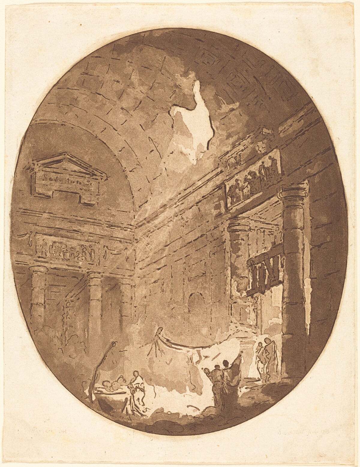 Interior of a Roman Villa by Jean-Claude-Richard, Abbé de Saint-Non after Hubert Robert