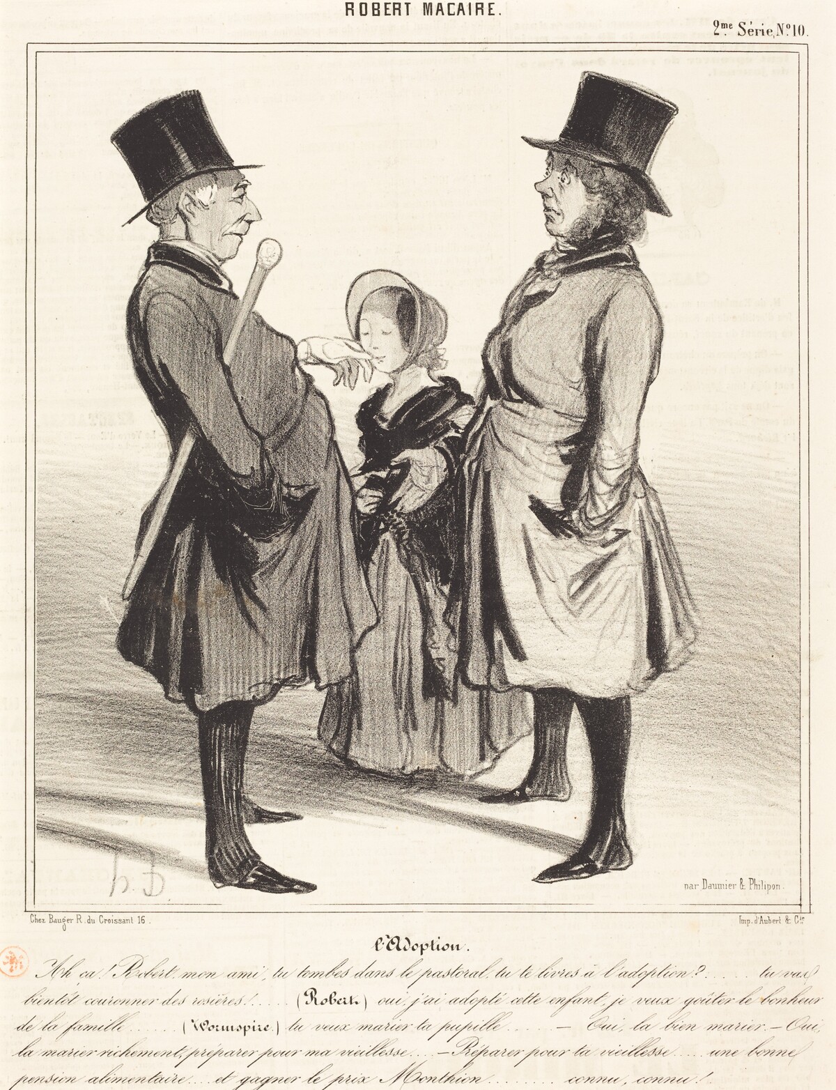L'Adoption - Ah ça! Robert, mon ami... by Honoré Daumier