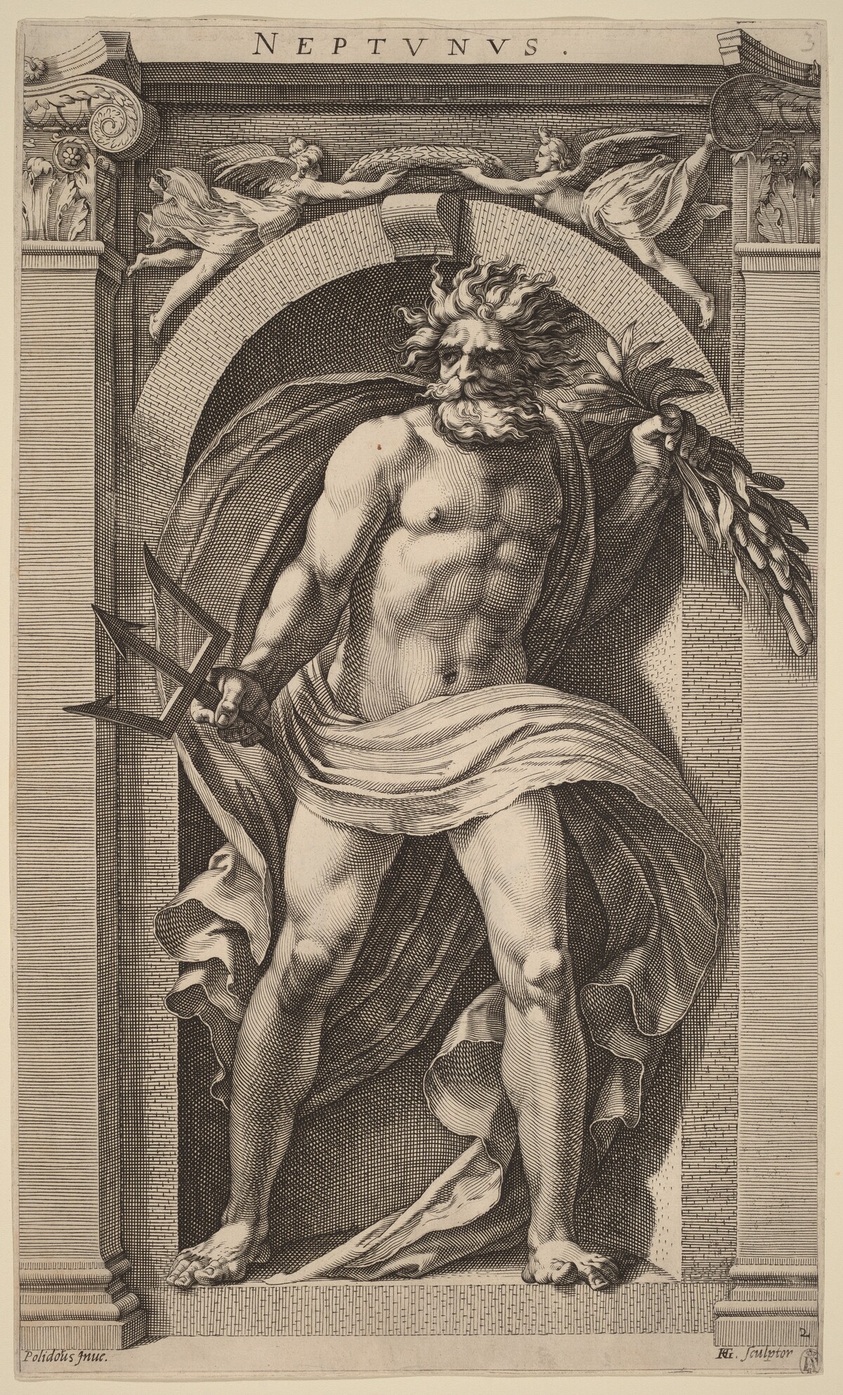 Neptune by Hendrik Goltzius after Polidoro da Caravaggio