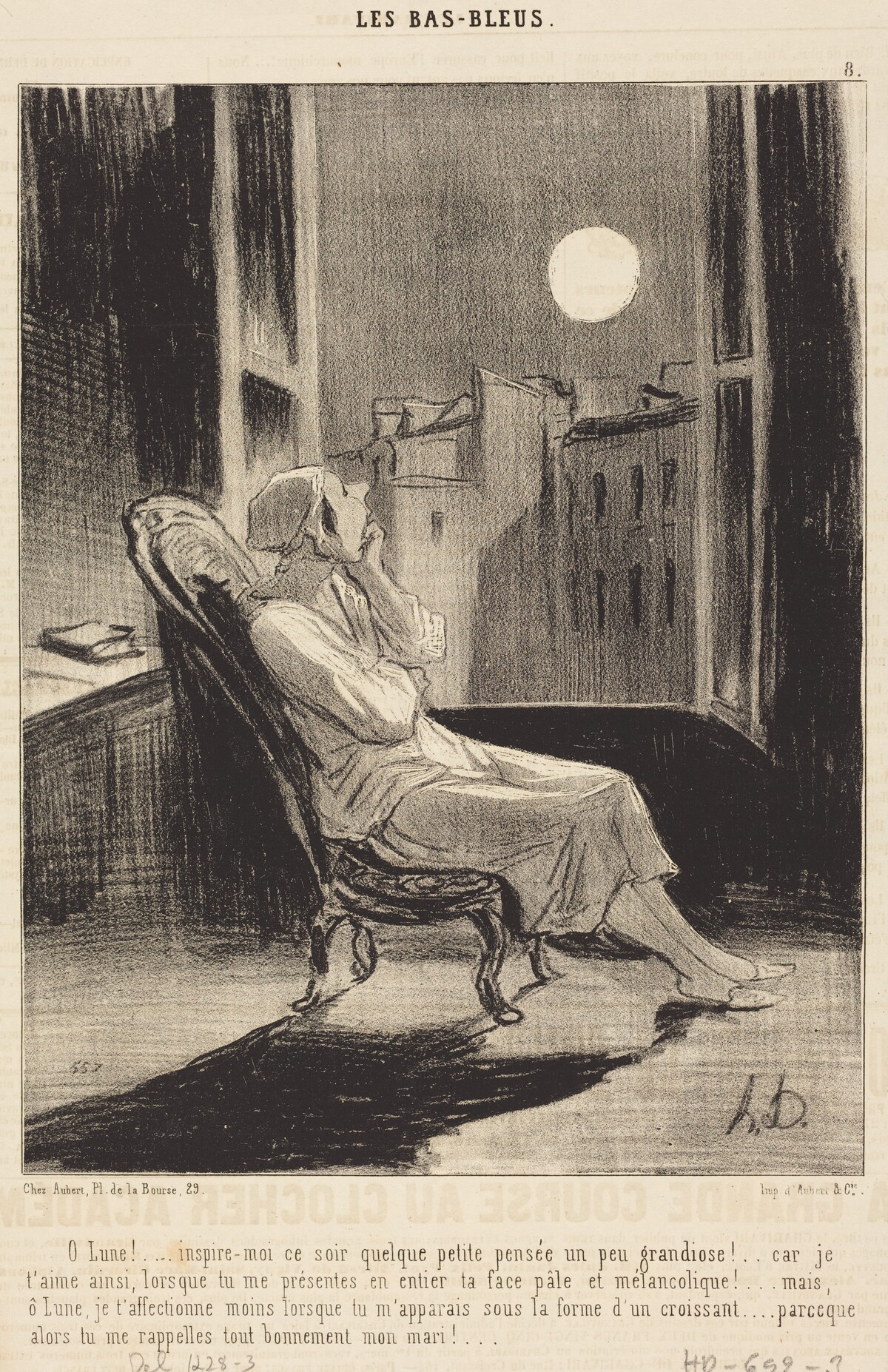 O Lune!... inspire-moi ce soir quelque petite pensée... by Honoré Daumier