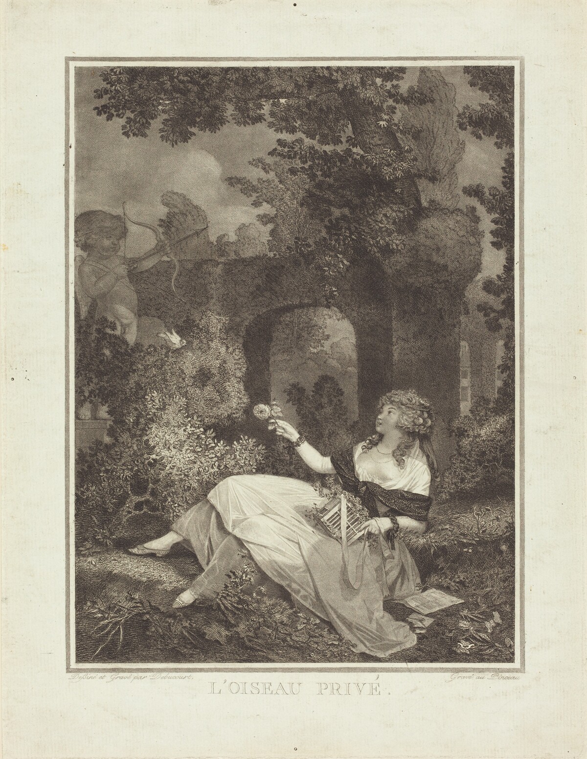 L'Oiseau privé by Philibert-Louis Debucourt