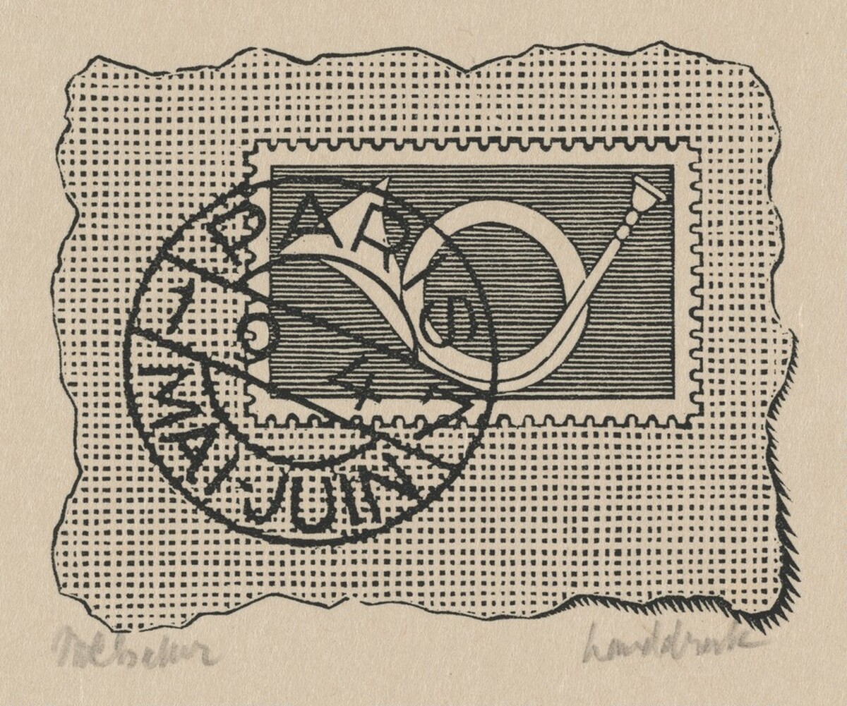 Vignette for "XIIme Congres Postal Universel" by M.C. Escher