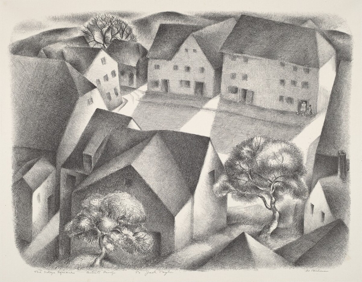 The Village Square by Albert William Heckman