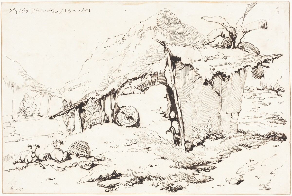 A Village Hut in India [recto] by George Chinnery