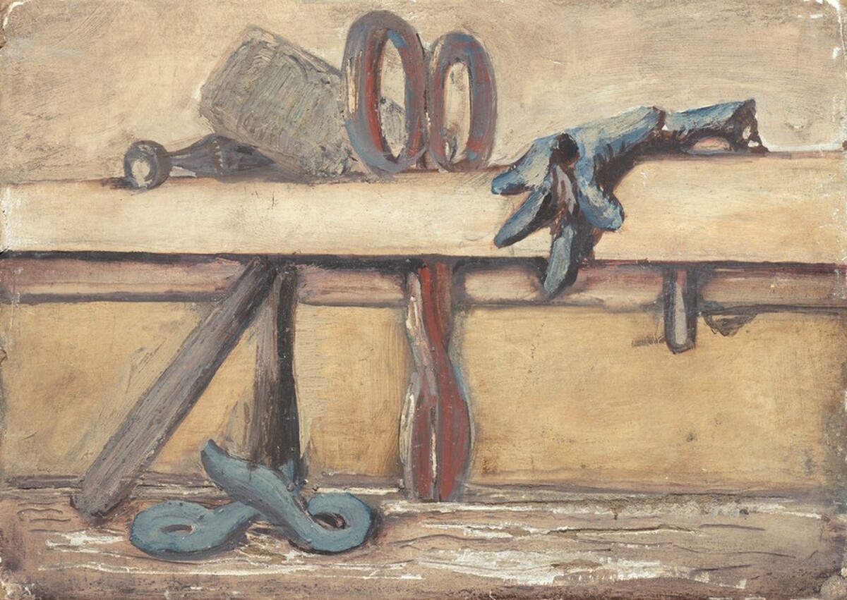 Untitled (still life with mallet, scissors and glove) by Mark Rothko