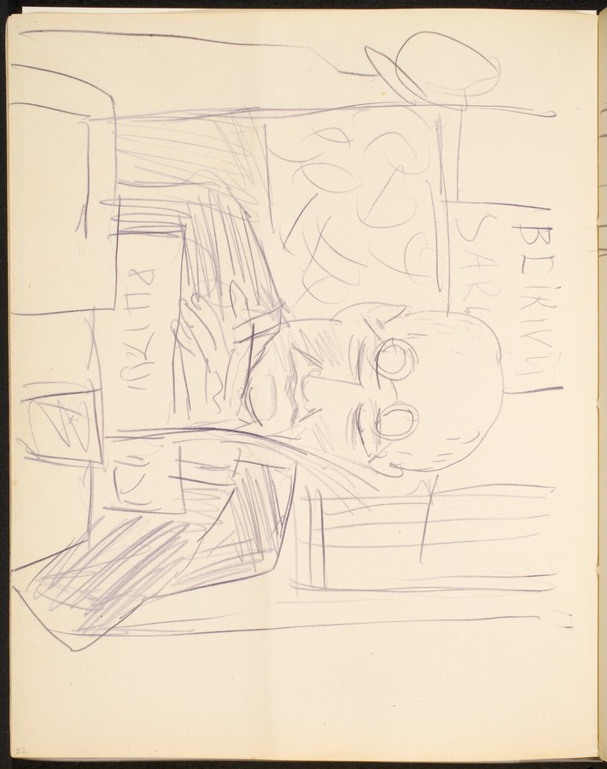 Lesender Mann im Café (Reading Man in a Café) [p. 22] by Max Beckmann