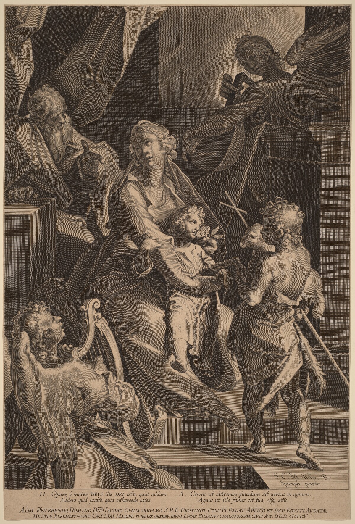 The Holy Family and Two Angels by Lucas Kilian, after Bartholomaeus Spranger