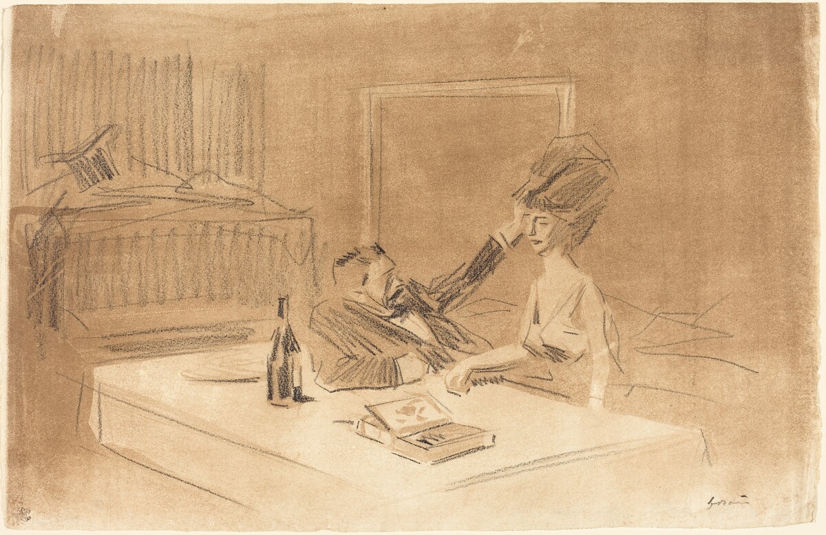 Scène de cabinet particulier (planche en largeur au lavis) (Scene in a Private Room) (horizontal plate with wash) by Jean-Louis Forain