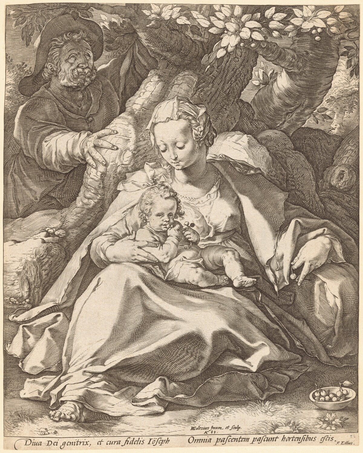 The Holy Family under a Cherry Tree by Hendrik Goltzius