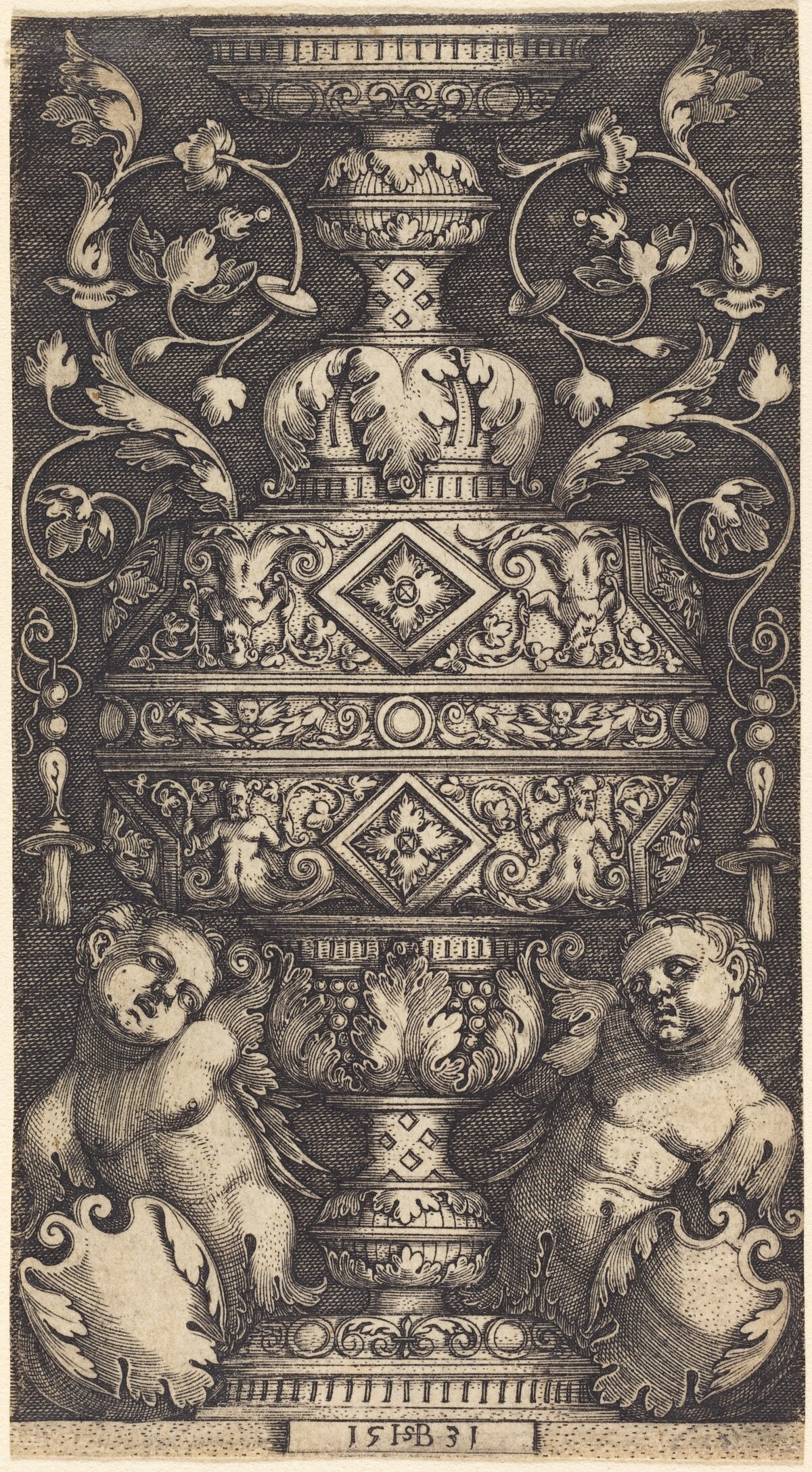 Double Goblet with Two Genii at the Base by Sebald Beham