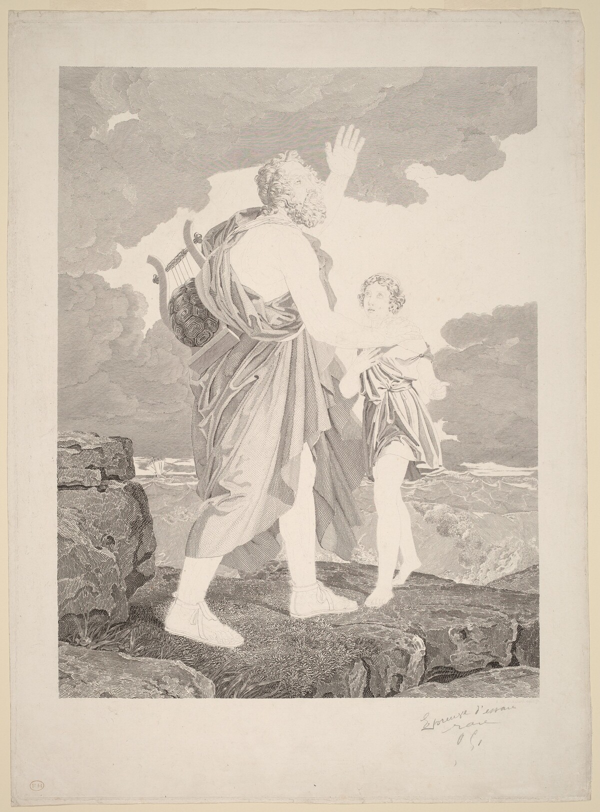 Blind Homer by Jean-Baptiste-Raphael-Urbain Massard, after Baron François Gerard
