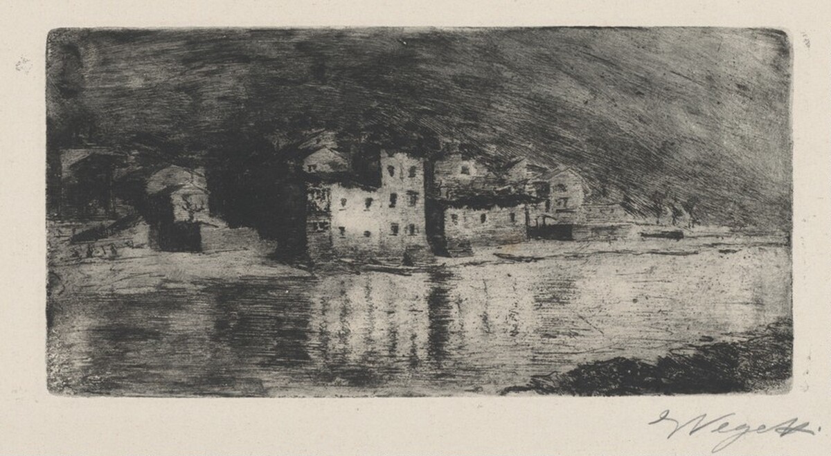 Pescarenico Seen across the River Adda by Enrico Vegetti