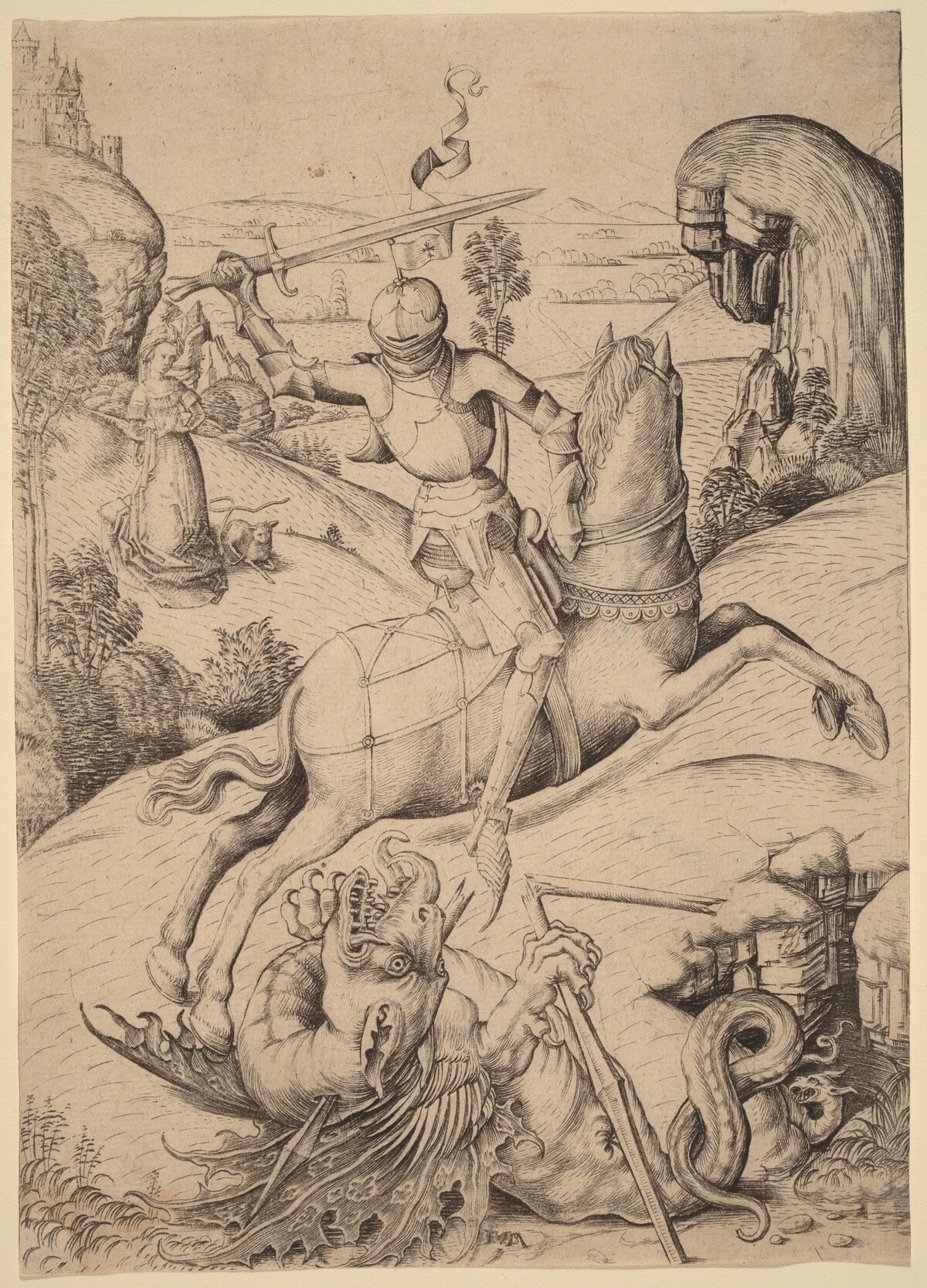 Saint George and the Dragon by Master FVB and Israhel van Meckenem