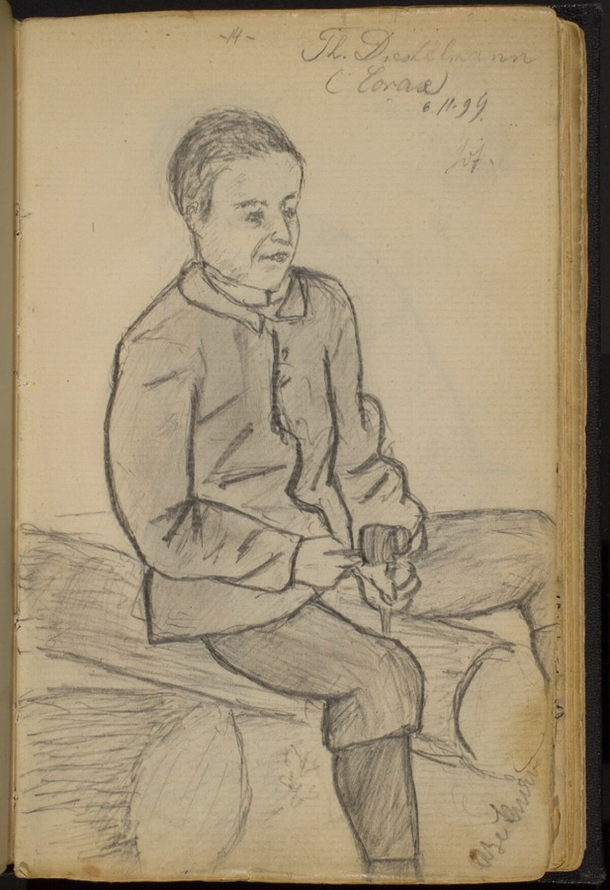 Boy Seated on Logs (Thomas Diestelmann) by Max Beckmann