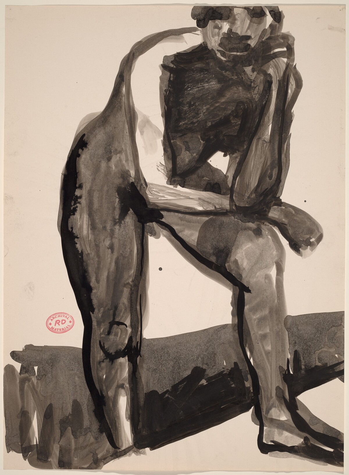 Untitled [standing nude leaning forward on her left leg] by Richard Diebenkorn