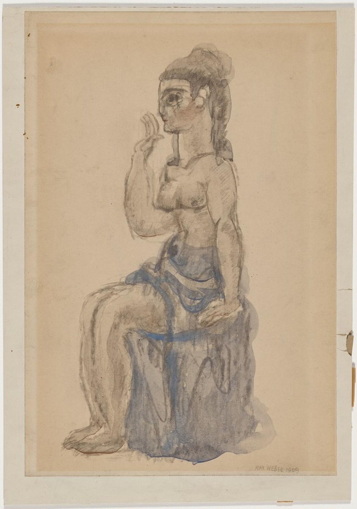 Nude Seated on a Pedestal by Max Weber