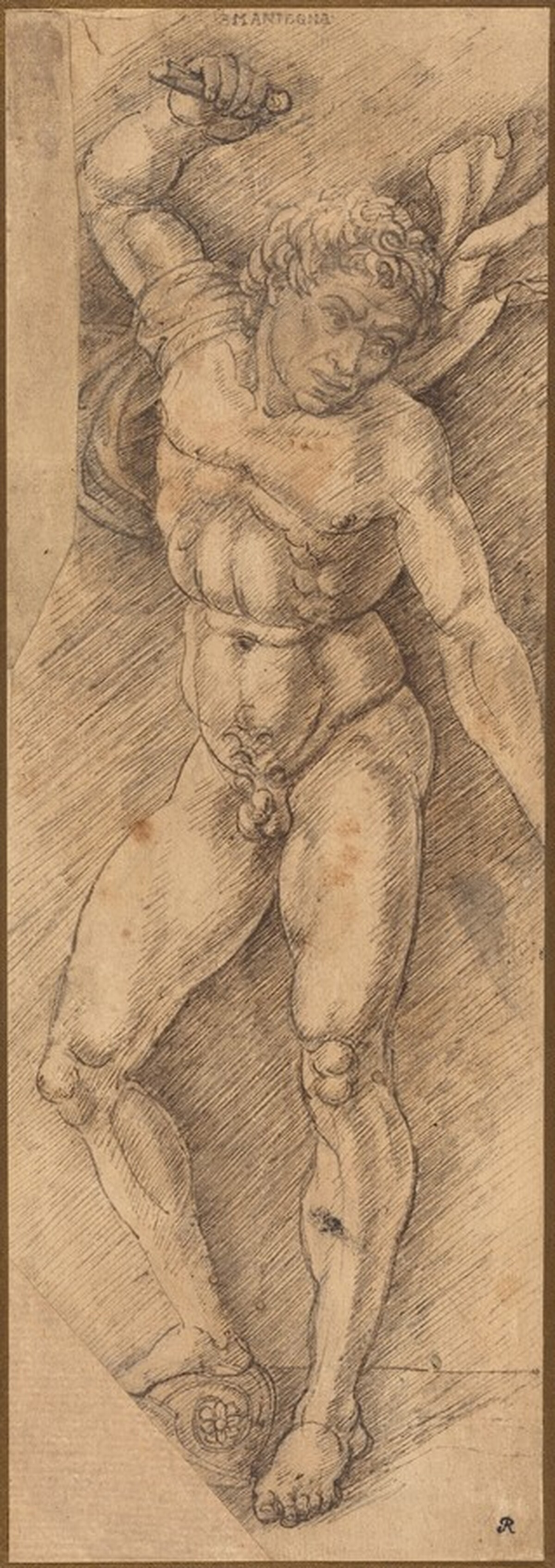 A Naked Warrior with One Foot on a Helmet (Mantegna Imitation) by Eric Hebborn