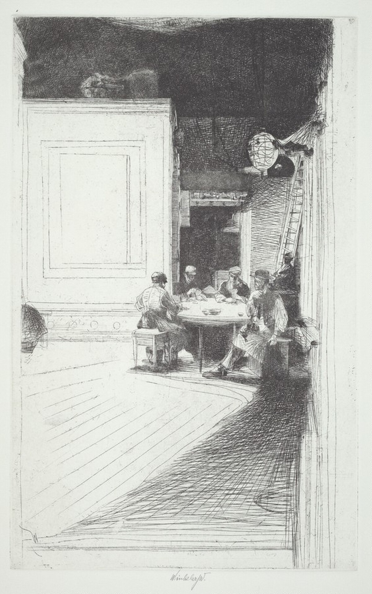 Chinese Card Players (plate B) by John W. Winkler
