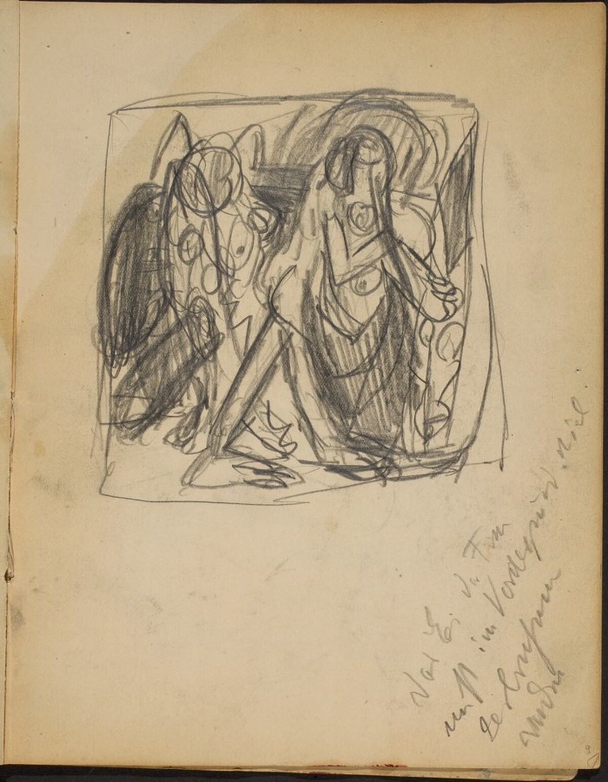 Skizze für Frühe Menschen (Sketch for Early Men) [p. 9] by Max Beckmann