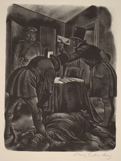 Quite Dead, with His Head Broken (Book IX: Preliminary Investigation, facing p.352)