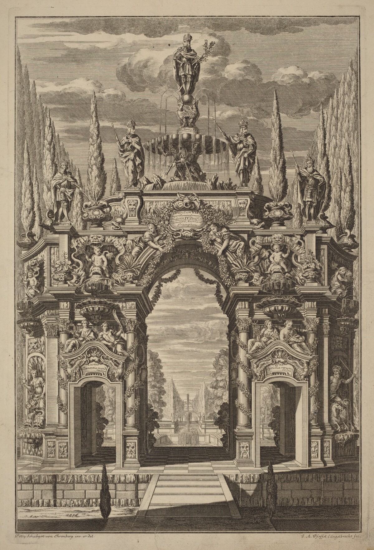 Triumphal Arch for Friedrich IV by Christian Engelbrecht and Johann Andreas Pfeffel, after Peter Schubert von Ehrenberg