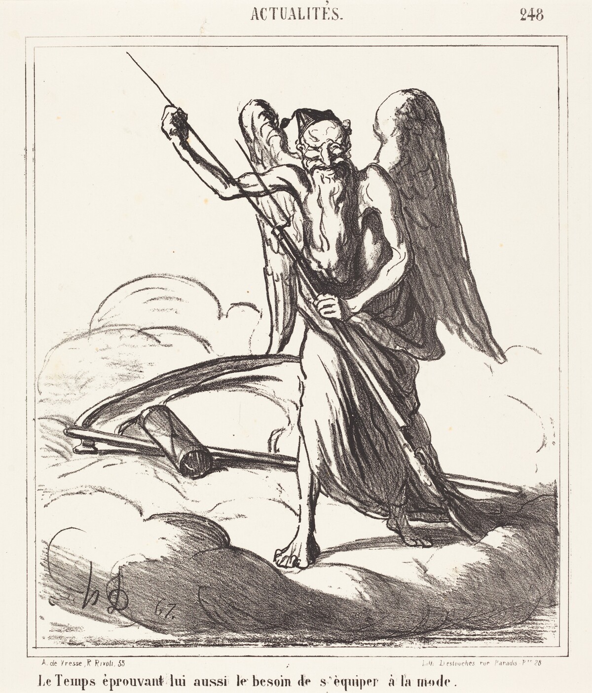Le Temps éprouvant lui aussi le besoin de s'équiper a la mode by Honoré Daumier