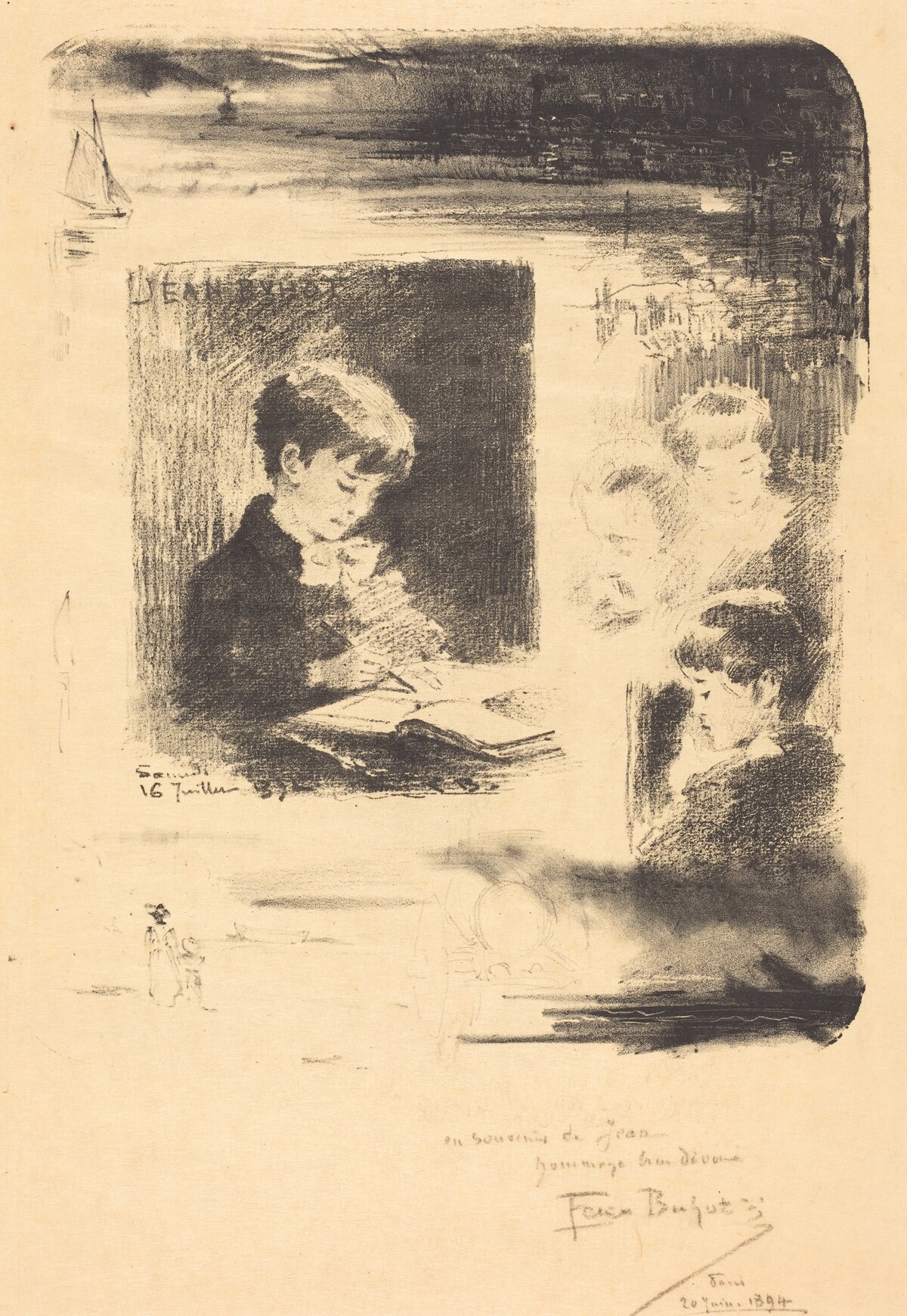 Enfant Dessinant (Child Drawing) by Félix-Hilaire Buhot