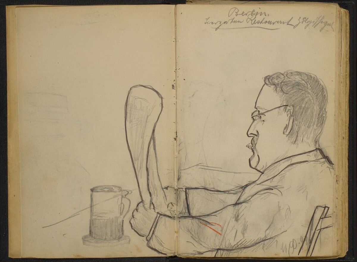 Man Reading at the Tiergarten Restaurant, Berlin by Max Beckmann